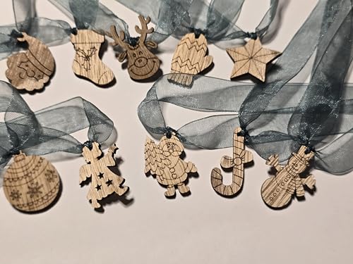 Lot de 6 attaches de serviette en bois pour décoration de Noël