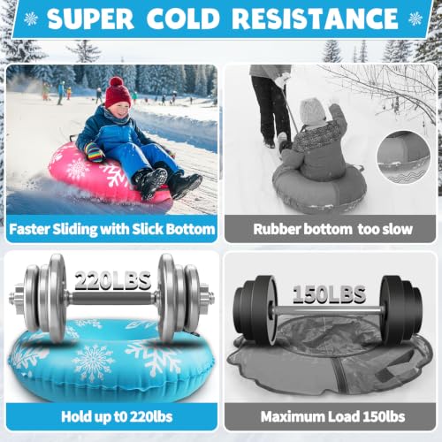 ZMLM 3 Pack Snow Tube for Sledding - 36" Inflatable Snow Sled for Kids | Heavy Duty Blow Up Tube with Handles Toddler Adults Outdoor Winter Toys Gift for Tubing Sled Sport Supplies - image 6