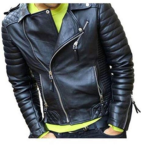 Mens Distress Leather Jackets Motorcycle Bomber Biker