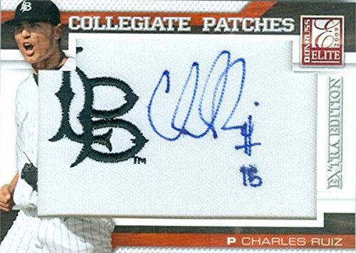 Charles Ruiz autographed baseball card (Long Beach State) 2009 Donruss Collegiate Patches #43 LE 106/125