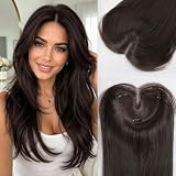 Isaic Hair Toppers for Women with Thinning Hair, 24 Inch Synthetic Clip in Topper Hair Extensions with Adjustable Band, Layered Wiglet Adds Volume and Natural Coverage (Dark Brown)