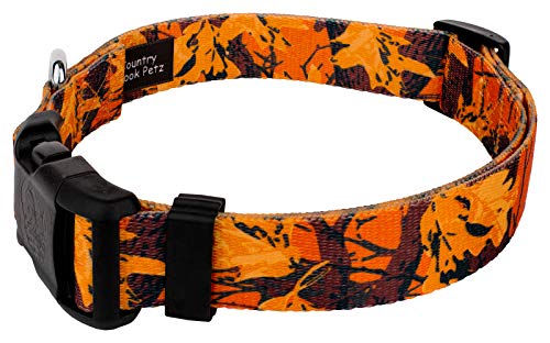 Country Brook Petz - Deluxe Orange Sunset Camo Dog Collar - Made In The U.s.a. - Camouflage Collection With 16 Rugged Designs (1 Inch, Large) #TOP4
