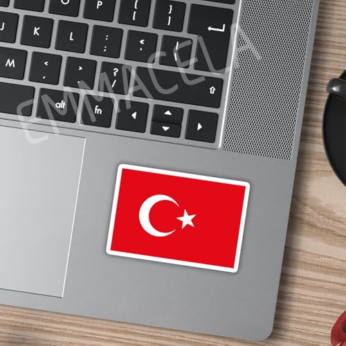Image of (3PCS) Turkey Flag stickers, Countries Flag Stickers - Waterproof Vinyl Decals For Laptops, Tumblers, Water Bottles, Books, Scrapbooks, Size 3 x 2 Inch
