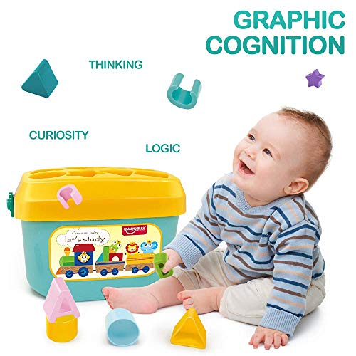 PLUSPOINT-Babys-First-Shape-Sorting-Blocks-Sorter-Bucket-for-Toddler-Kids-Shape-Bucket