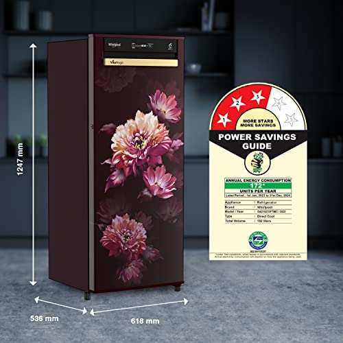 Image of Whirlpool 192 L 3 Star Auto-Defrost Inverter Vitamagic Pro Direct-Cool Single Door Refrigerator (215 VMPRO PRM 3S INV WINE DAFNE-Z, 2023 Model)