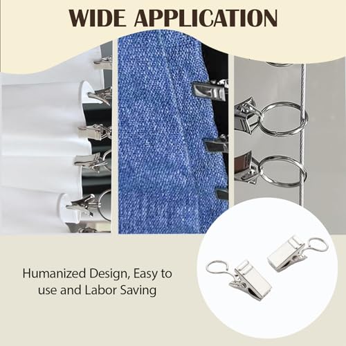 100 Stück Edelstahl Vorhang Clips, Edelstahl Metall Vorhang Clips Gardinen Klammern Silber Gardinen Klammer Duschvorhanghaken Multifunktionale Haken für Schlafzimmer Badezimmer Heimdekoration