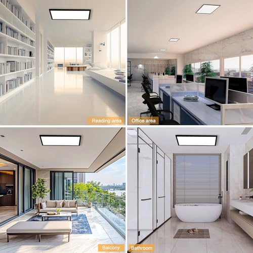 GT-Lite 2 Pack 2'x4' 5500 Lumen LED Flat Panel, Black Trim Flush Mount and Drop Ceiling,5 CCT, 3 Level Dim,CRI 90 for Home and Office by GT-Lite - Used condition - Image 8