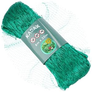 KADAX Vogelnet, fijnmazig, 6 maten, vogelbeschermingsnet van polyethyleen, tuinnet, vogelafweer, boomnet, vijvernet, bladnet, vijverafdekkingsnet, groen, 8 x 20 m