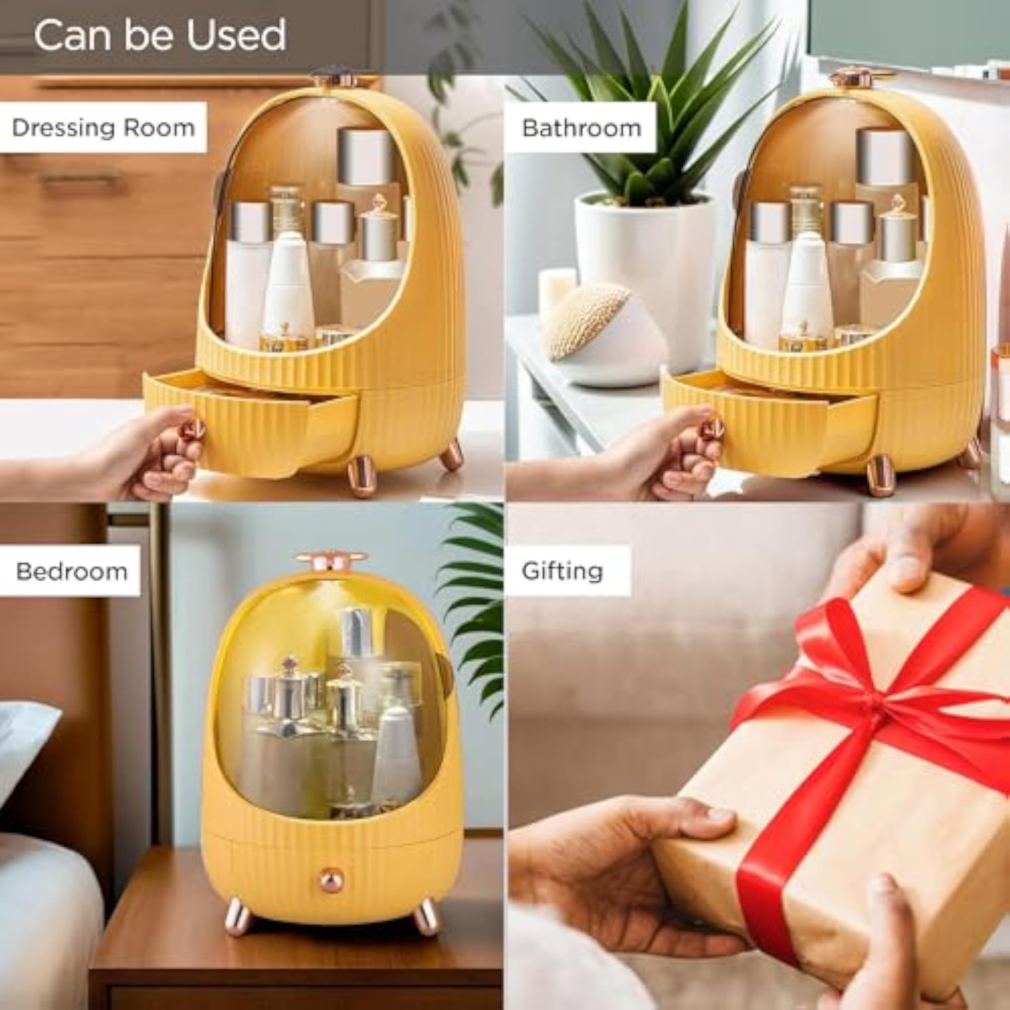 Plastic Bathroom Organiser with Transparent Compartments for Makeup & Skincare