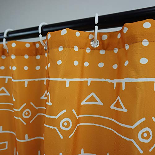Yokii Mudcloth Fabric Shower Curtain, 72-Inch Ethnic African Inspired Big Arrow Boho Bathroom Shower Curtain Sets Mud Cloth Decor, Heavy Weighted & Waterproof (Yellow, 72 X 72) #TOP4