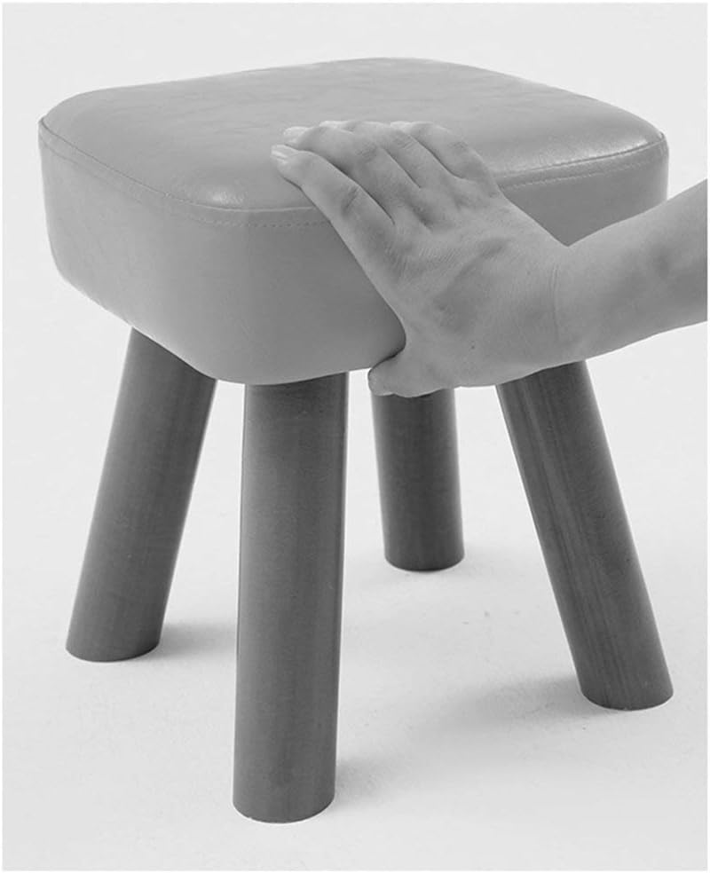 Footstool Home Solid Wood Imitation Leather Sofa Stool/Foyer Changing Shoes Stool Coffee Table Square Stool (Color : Blue)