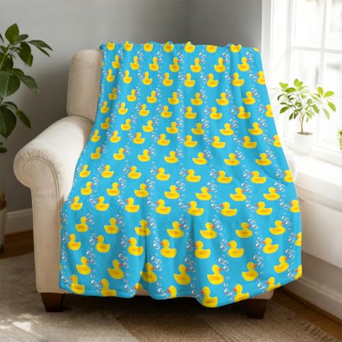 Yellow Ducks Fleece Throw Blanket 60 x 80 inches for Couch Sofa Bed,Super Soft Cozy Plush Microfiber Flannel Blanket Lightweight for Women, Men and Kids