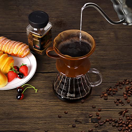 Elldoo Ceramic Pour Over Coffee Dripper, Coffee Dripper Cone Brewer, Pour Over Cone Coffee Maker Slow Brewing Accessories For Home Office Cafe, 2 Cup Size, Brown #TOP4
