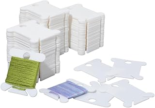 120PCS White Plastic Embroidery Thread Cards Holder Floss Cross Stitch Friendship Bracelet String Sew Machine Organizer Yarn Bobbins Winder for Sewing Needlework Storage DIY Craft Supply