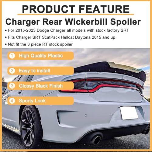 DIBON AUTO V2 Rear Wickerbill Spoiler for Dodge Charger 2015-2023 SRT ScatPack Hellcat 2Pcs Wickerbill Spoiler by DIBON AUTO - Image 5