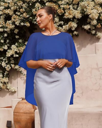 Image of Women Shawl and Wraps for Evening Dress Chiffon Cape Sheer Poncho Cover Up