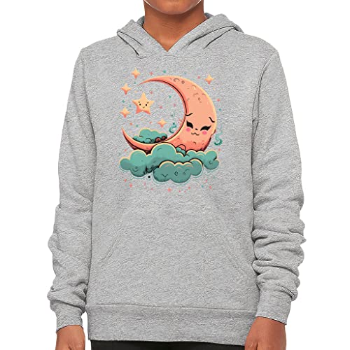 Crescent Moon Kids' Sponge Fleece Hoodie - Kawaii Kids' Hoodie