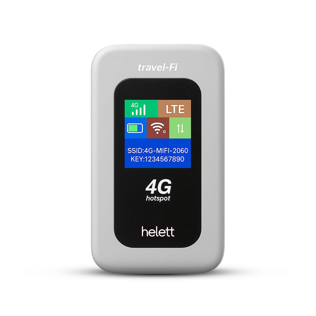 Helett® travelFi™ 4G LTE Portable WiFi Hotspot Dongle with 1.5″ Screen | All-SIM Support | 5G SIM Compatible(Operates on 4G LTE)| Upto 150 Mbps | 2100mAh Battery | Plug&Play Data Card with Sim Adapter