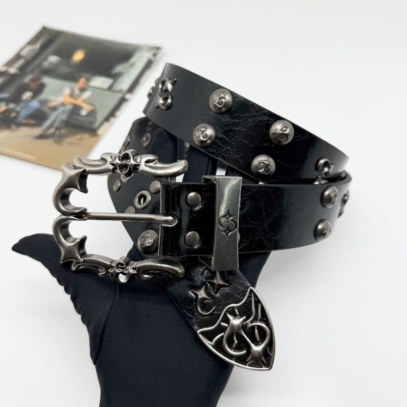 Studded Belt Y2K needle buckle Metal Punk Rock Rivet belt Women Men rivet hiphop punk belt Studded goth accessories2