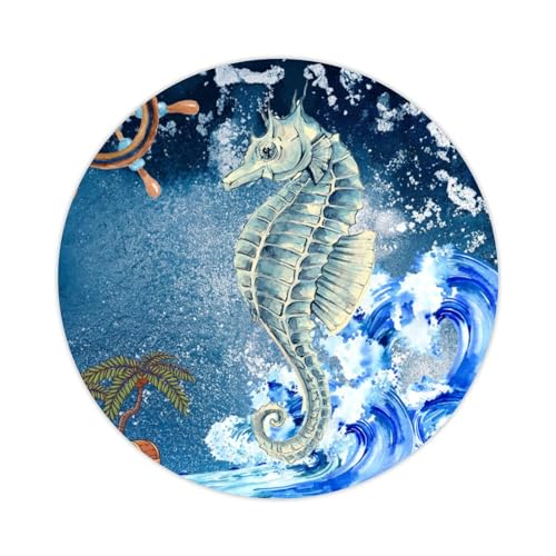 Zyadsinoudor 50 calcomanías de vinilo con diseño de caballito de mar, océano, playa, duraderas, vintage, náuticas, redondas, para laptop, monopatín, teléfono, mochila, equipaje, 2 pulgadas