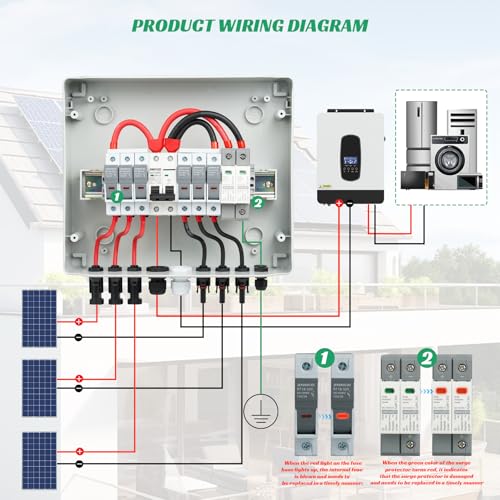 3 in 1 Out Solar Combiner Box,PV Combiner Box with 20A PV Fuse,DC 63A Circuit Breaker and Surge Protector,IP65 Solar Disconnect Switch Box for Indoor Outdoor Solar Panel System (3 in 1 Out 20A 500V) by JINDOUZI - Image 5