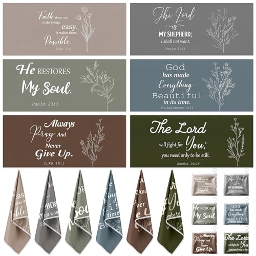 Moukeren 12 Pcs Christian Gifts for Men Fathers Day Cooling Towels Bulk Bible Verse Cooling Towels Man of God Sports Sweat Rag for Gym Yoga Running Religious Gifts for Fathers Day Birthday(Morandi) by Moukeren - Used condition - US$18.80