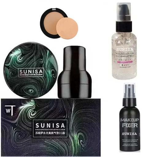 SUNISA Makeup Set with Cushion Foundation, Setting Spray, Makeup Fixer, Foundation Primer, 4 Pieces-image-47
