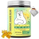 TRUEBEARS Immune Guard Bear – Immunsystem & Zellschutz – Vitamin C, D3, A, E, B6, B12, Folsäure, Biotin, Zink & Selen – Energie & Abwehrkräfte – Zitronig – 60 vegane Gummies
