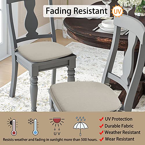 Magpie Fabrics Outdoor/Indoor 17"X16"X2" Chair Cushions With Ties Set Of 4, Waterproof All Weather U-Shape Seat Pads Decoration For Patio Garden Furniture Home Office (Taupe) #TOP3