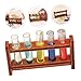 FRCOLOR Miniature Dollhouse Colored Test Tubes with Wooden Rack Smooth Equipment for DIY Tiny House Decoration Realistic and Accessories for Dollhouse Scenes