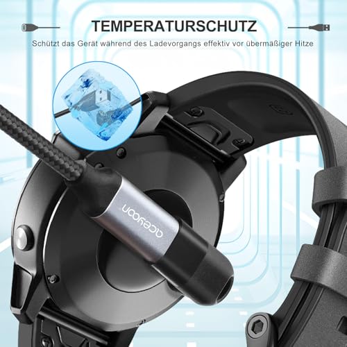 aceyoon 1M Ladekabel für Garmin Fenix 7 6 5 4 3, 2 Stück Winkel Ladekabel Ladegerät für Garmin ForeAthlete 245 745 935 945, Approach S10 S12 S60 S62