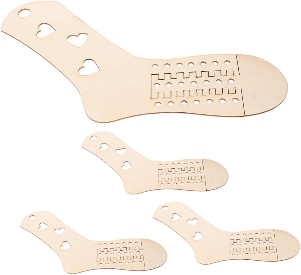Hohopeti 4Pcs Adjustable Wooden Sock Display Stand Telescopic Sock Blockers for Knitting Crochet Durable Sock Organization Tool for DIY Sock Projects