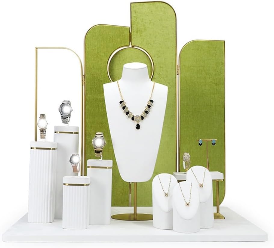 Jewelry Holder Faux Leather Jewelry Display Set Mannequin Necklace