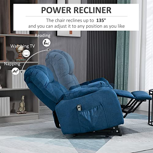Homcom Power Lift Chair, Electric Recliner For Elderly, Compact Living Room Chair With Side Pocket & Remote Control, Blue #TOP3