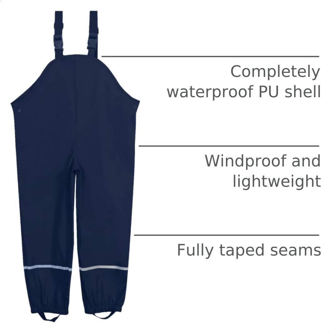 Boys Girls Waterproof Suspender Rain Pants Outdoor Rain Bib