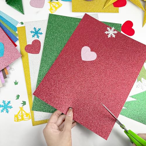 YINUOYOUJIA Glitter Cardstock Paper,20 Sheets 20 Colors 8.5x11in Cardstock for Cricut,DIY Crafts,Gift Wraps,Christmas Birthday Wedding Party Decoration 250gsm