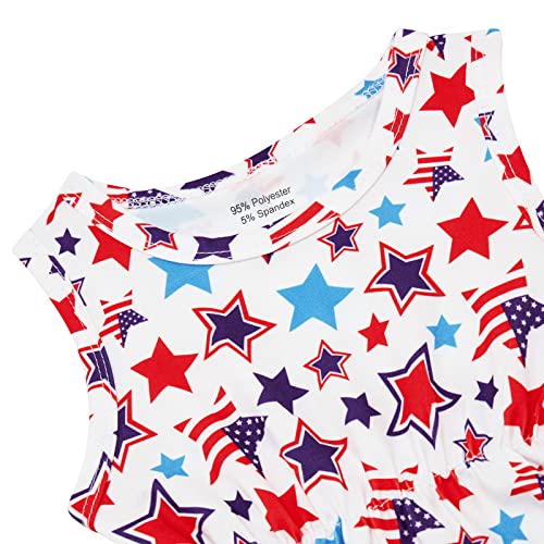 Leapparel Baby Girl Summer Clothes with Pompom Romper 18-24 Months Round Neck 2 Year Old Jumpsuit Sleeveless 18 Months Outfits Baby Girl Clothes Print Toddler Bodysuits for indpedence Day - Thumbnail 3