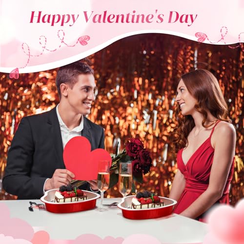 ywmigl 10 Pcs Valentine's Day 22.6 Oz Large Foil Heart Shaped Cake Pans Oven Safe Disposable Red Aluminum Foil Pans with Lids for Kitchen Valentine Day Birthday Wedding Party Cakes Baking Supply by ywmigl - Image 6