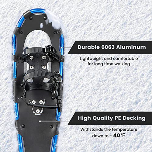 MEDIMALL 25\" Lightweight Snowshoes for Men Women Youth Kids, 4 in 1 Aluminum Terrain Snowshoes Set w/Adjustable Trekking Poles & Carrying Bag, Snow Mud Baskets Included (25\", Navy)