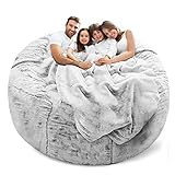 LapEasy Bean Bag Chair Cover(Cover Only,No Filler),Oversized Round Soft Fluffy PV Velvet Washable La