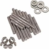 2pcs M10 x 90 mm (1.5mm Pitch) Stainless Steel Double Headed End Threaded Rod Stud Screw Bolt with Nuts Washers Abbott