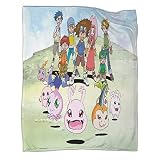Digimon Couverture Plaid Polaire Enfant Personnages De Dessins Animés,Moelleuse Flanelle Couverture Lit 2 Personnes En Microfibre, Douce Chaude Plaid Jeté De Canapé Chambre Literie Couverture 50x60inc