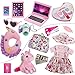 Windolls 18 Inch Doll Suitcase Travel Luggage Play Accessories, Doll Clothes Accessories Carrier Storage Set, Case, Hat, Sunglasses, Camera, Pillow, Toy Pet