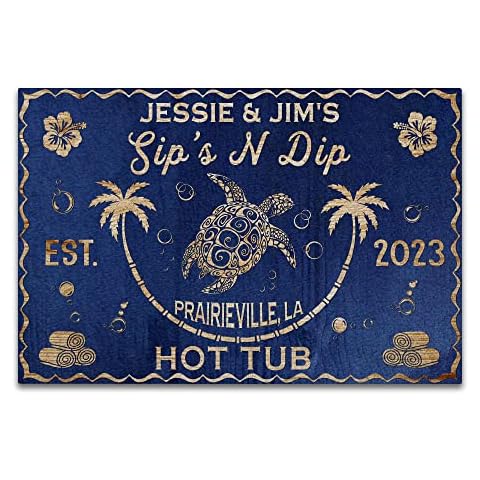 V VIBEPY All Over Printed No Real Led Neon, Personalized Hot Tub Doormat, Hot Tub Mat, Hot Tub Decor, Bathroom Decor, Bathroom Doormat, 16x24, 30x18 Doormat, Farmhouse Doormat, Gift for Family (05) Cover