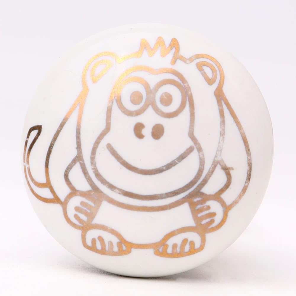 Indian Shelf 6 Pack Unique Kids Animal Gold Ceramic Cabinet Knob Decorative Golden Drawer Knobs for Kitchen Cabinet Hardware Vintage Golden Door Dresser Pulls