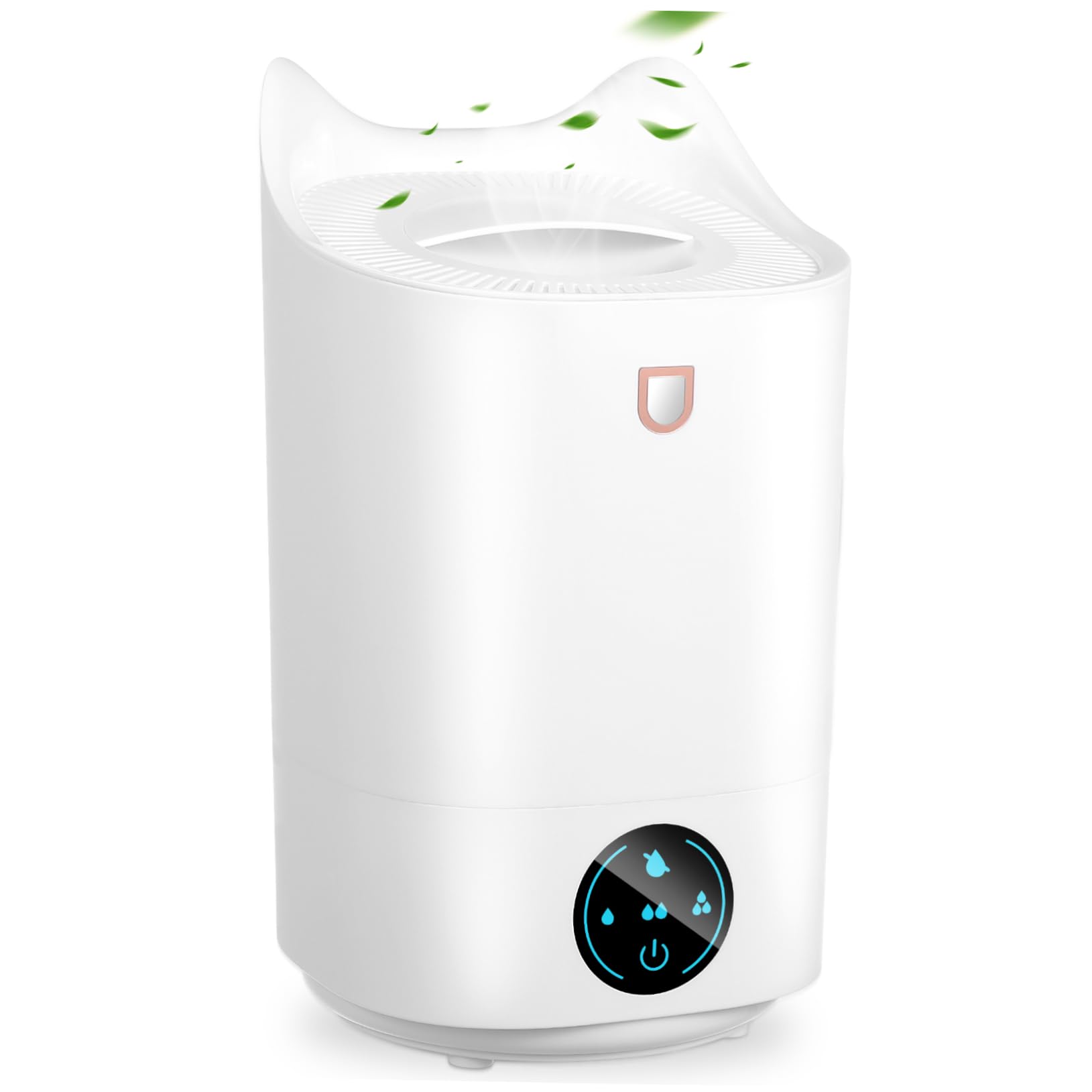 Umidificatore 3, 1l Bianco da Scrivania per Ufficio | Plastica, Funzionamento Silenzioso e Spegnimento Automatico, Pannello Touch Intuitivo, Design Minimalista