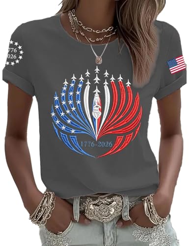 250th Anniversary Shirt Air Force Independence Day Shirts Women American Flag Fighter Jet Eagle Print 1776 2026 Merchandise United States 250 Years of Freedom 4Th of July Top