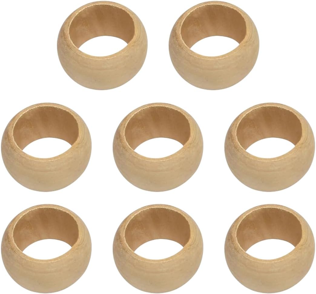 Wood Napkin Rings Set of 8, Handmade Napkin Ring Holder for Table Decor Wedding Holiday Dinner Party Kitchen