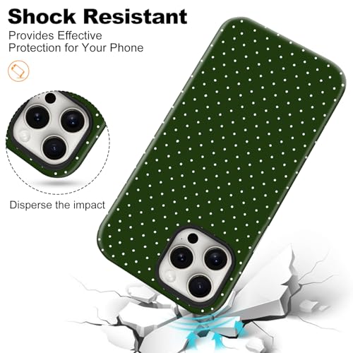 flewfun Magnetic for iPhone 16 Pro Max Case Cute Big Polka Dot Phone Case, Shockproof Slim TPU and Hard PC Protective Phone Cover Compatible with MagSafe Designed for Women Girls, Green by flewfun - Used condition - Image 6