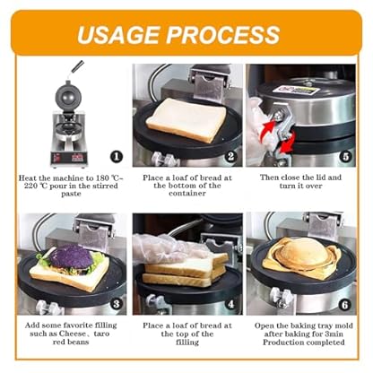 Gewerbliche Hamburger-Presse-Backmaschine, Mit 180° Drehbarem Griff, Elektrische Panini-Presse-Burger-Maschine, Beidseitige Heizung,110V – Bild 8